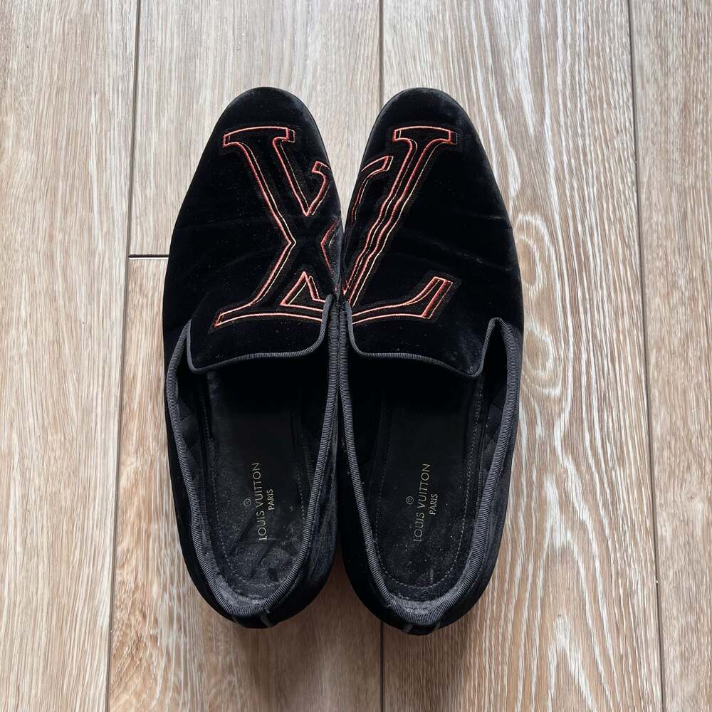 Louis Vuitton Auteuil Velvet Embroidered LV Logo Loafers